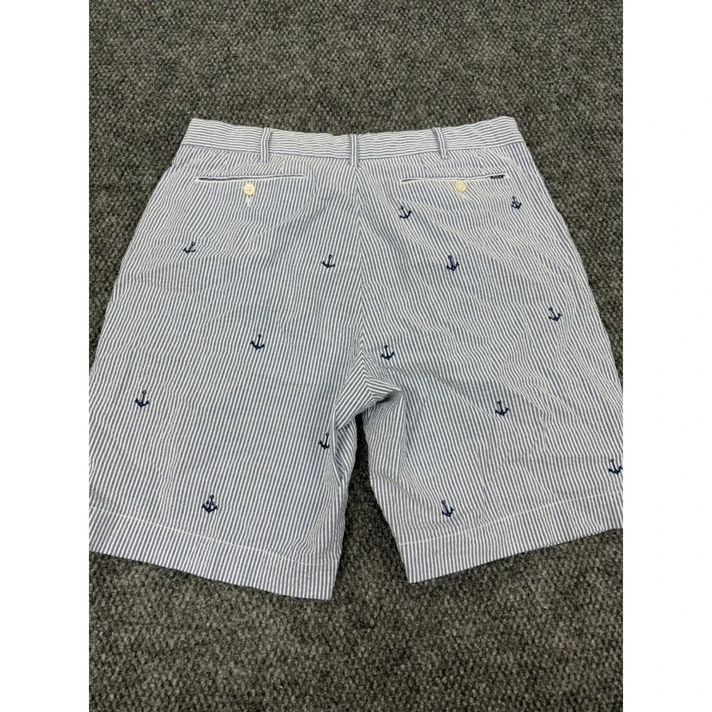 Polo Ralph Lauren Chino Shorts Men's 34 Blue White Striped Anchor Classic Fit 9" - Picture 8 of 8